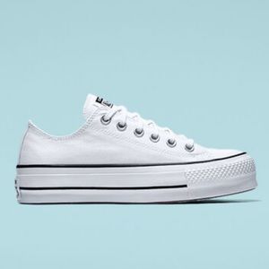Platform white low top converse